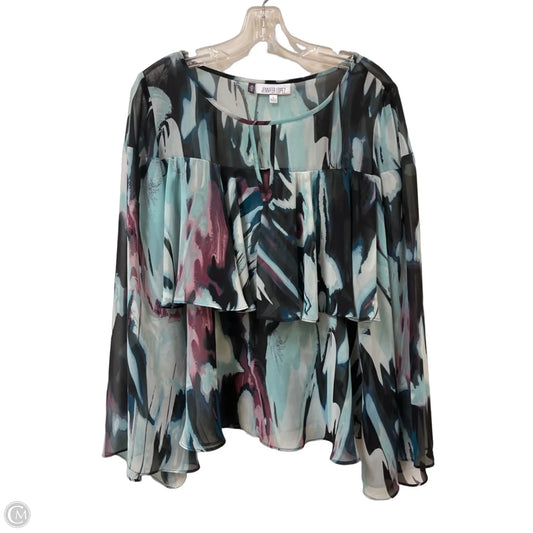 Top Long Sleeve By Jennifer Lopez In Black & Blue, Size: L