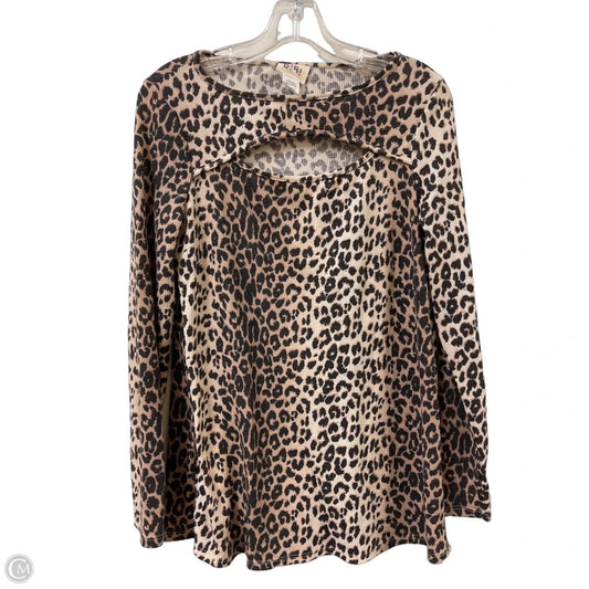 Top Long Sleeve By Bibi In Animal Print, Size: S