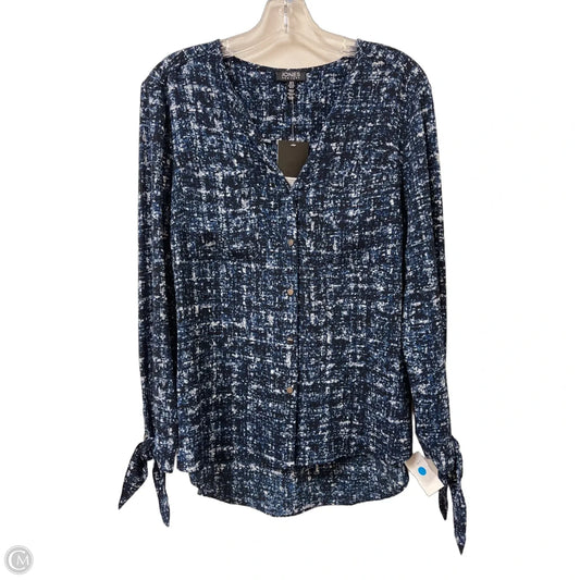 Blouse Long Sleeve By Jones New York In Black & Blue, Size: M