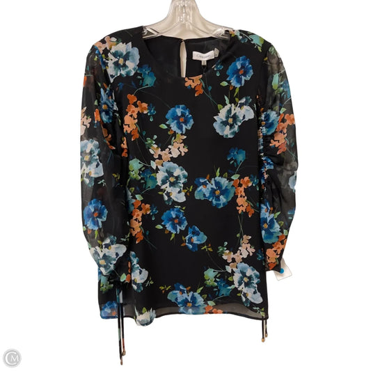 Top Long Sleeve By Calvin Klein In Floral Print, Size: S