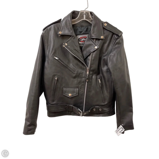 Jacket Leather By River Road In Black, Size: M
