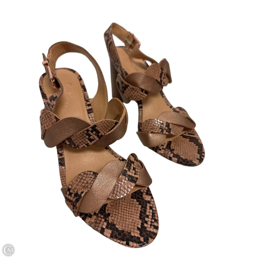 Sandals Heels Block By Crown Vintage In Snakeskin Print, Size: 8.5