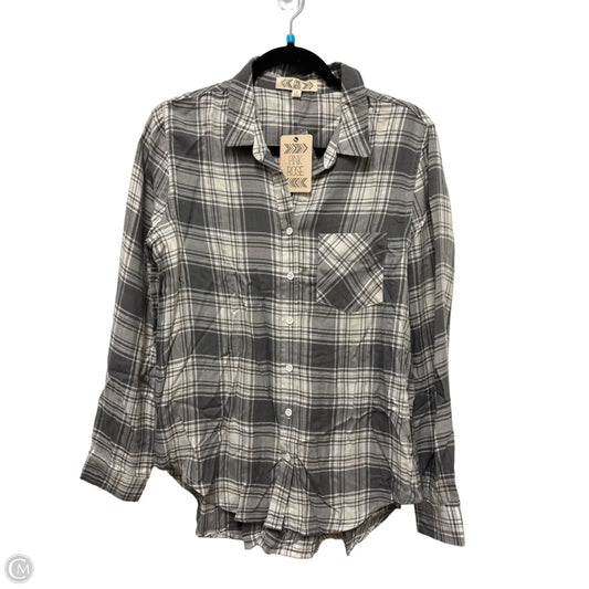 Blouse Long Sleeve By Pink Rose In Grey, Size: L