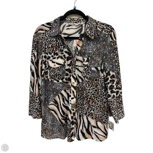 Blouse Long Sleeve By Emily Daniels In Animal Print, Size: L
