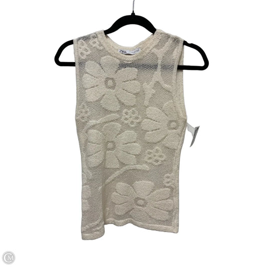 Top Sleeveless By Zara In Cream, Size: S