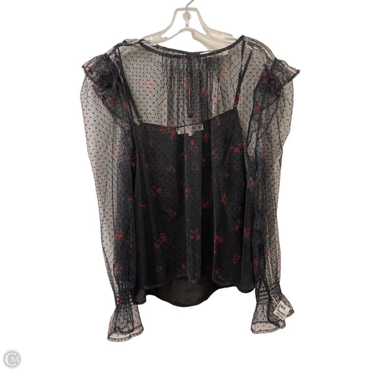 Top Long Sleeve By Loft In Black & Red, Size: Xl