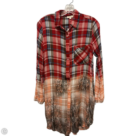 Tunic Long Sleeve By Oddi In Orange & Red, Size: S