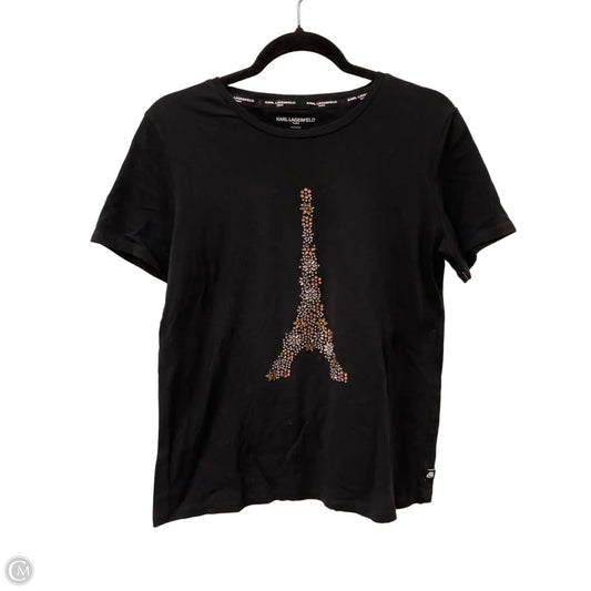 Top Short Sleeve Designer By Karl Lagerfeld In Black, Size: M