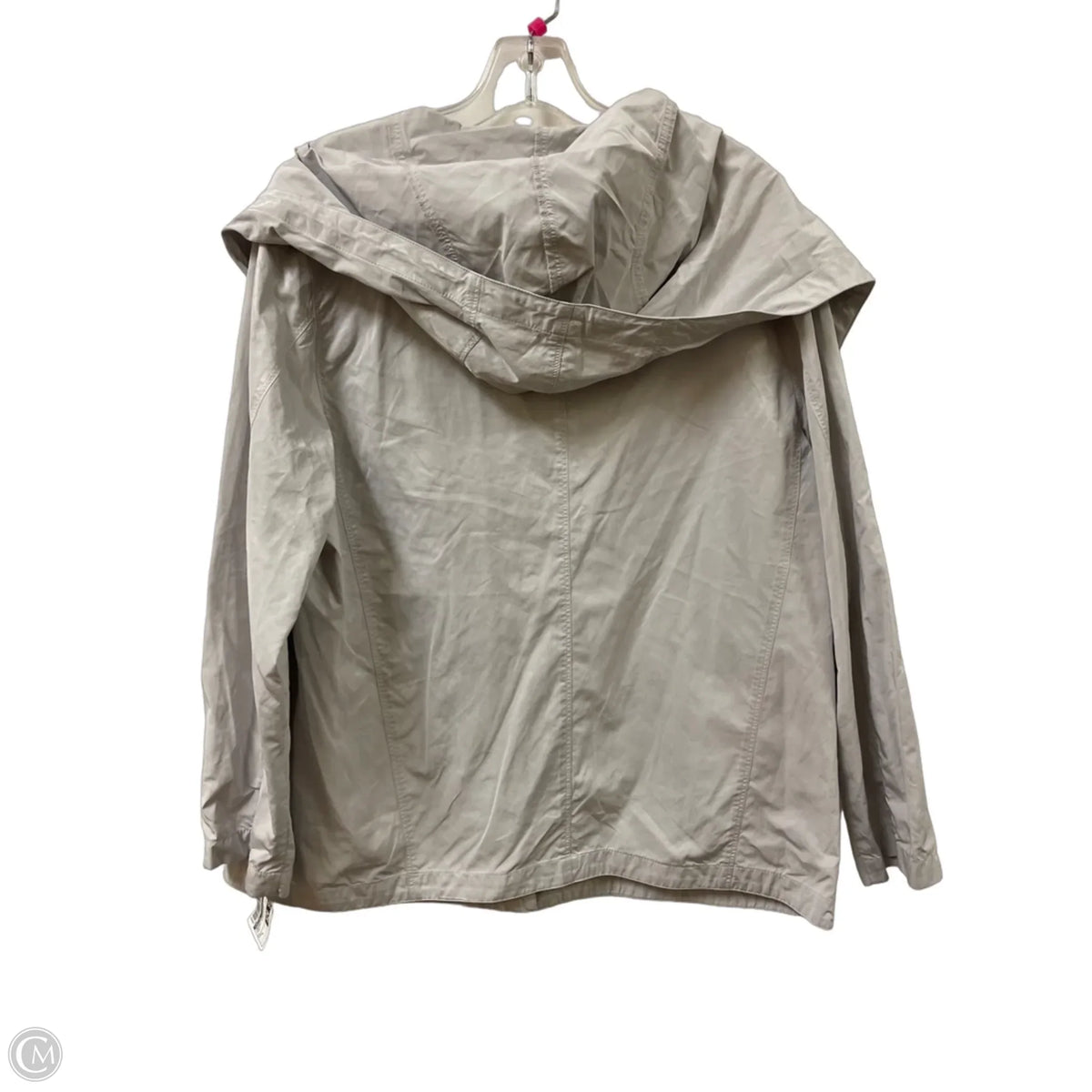Jacket Windbreaker By Chicos In Grey, Size: L