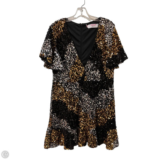 Dress Party Short By Clothes Mentor In Black & Gold, Size: Xl