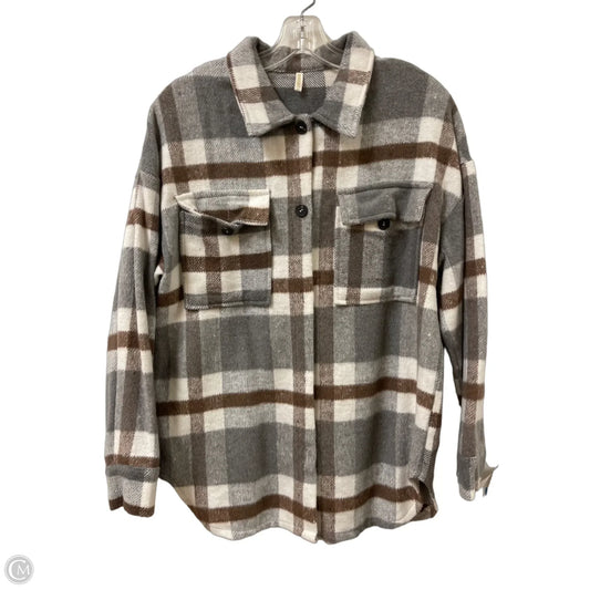 Jacket Shirt By Clothes Mentor In Brown & Grey, Size: S