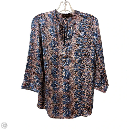 Top Long Sleeve By Limited In Blue & Cream, Size: M