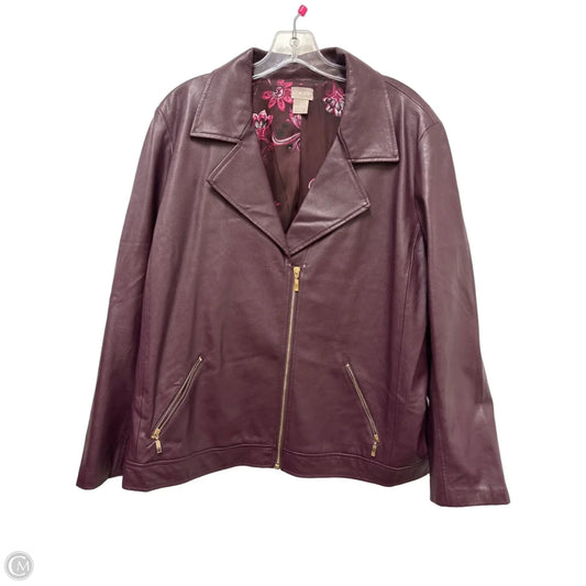 Jacket Moto By Chicos In Purple, Size: Xl