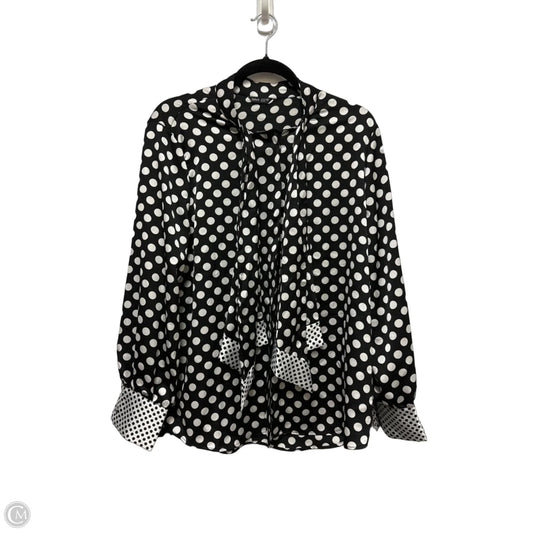 Blouse Long Sleeve By Clothes Mentor In Polkadot Pattern, Size: L