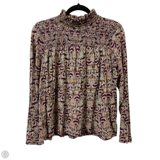 Top Long Sleeve By J. Jill In Green & Purple, Size: Lp