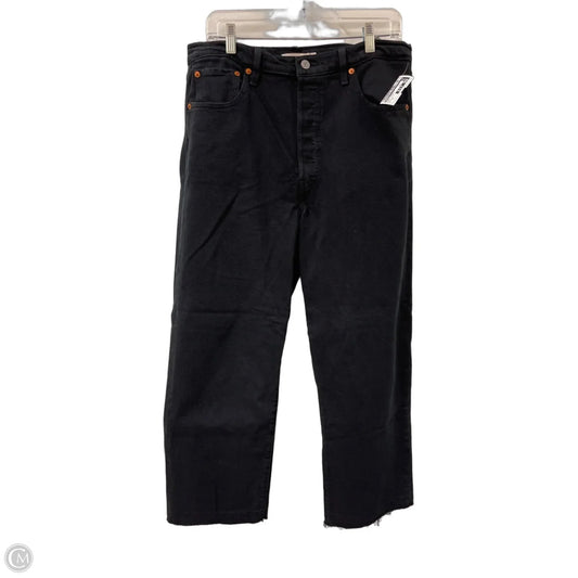 Jeans Straight By Levis In Black Denim, Size: 14