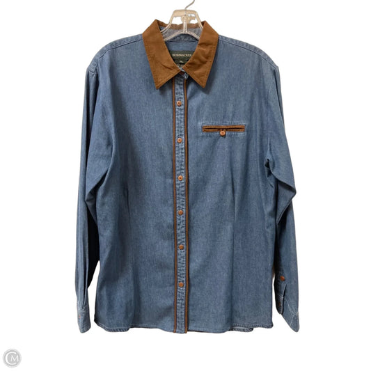 Blouse Long Sleeve By Clothes Mentor In Blue & Brown, Size: Xl