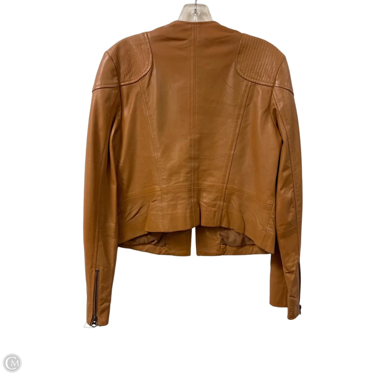 Jacket Leather By Halogen In Brown, Size: L