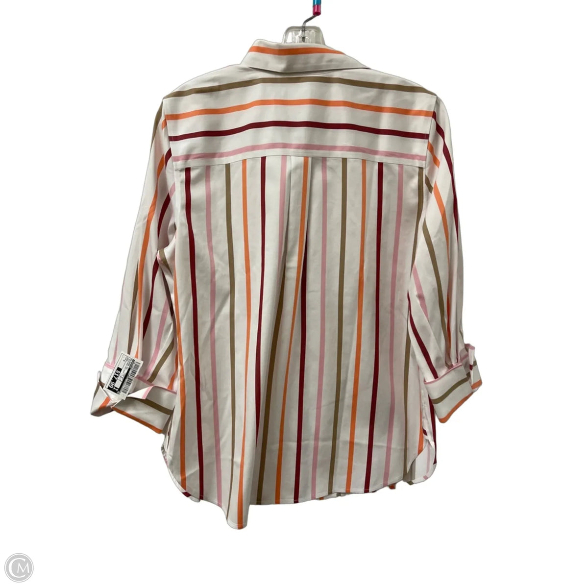 Blouse Long Sleeve By Chicos In Striped Pattern, Size: S