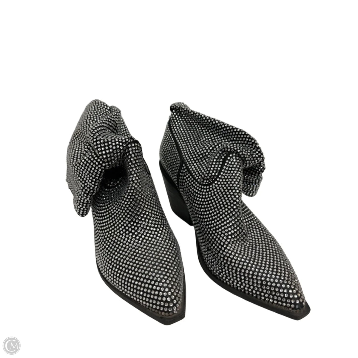 Boots Ankle Heels By Clothes Mentor In Silver, Size: 9