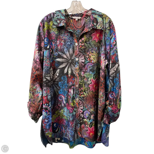 Blouse Long Sleeve By John Mark In Multi-colored, Size: 1x