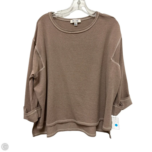 Top Long Sleeve By She + Sky In Brown, Size: S