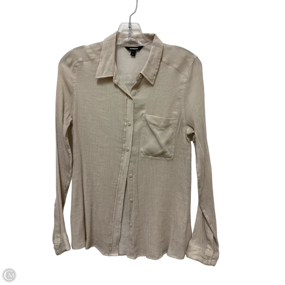Blouse Long Sleeve By Express In Cream, Size: S