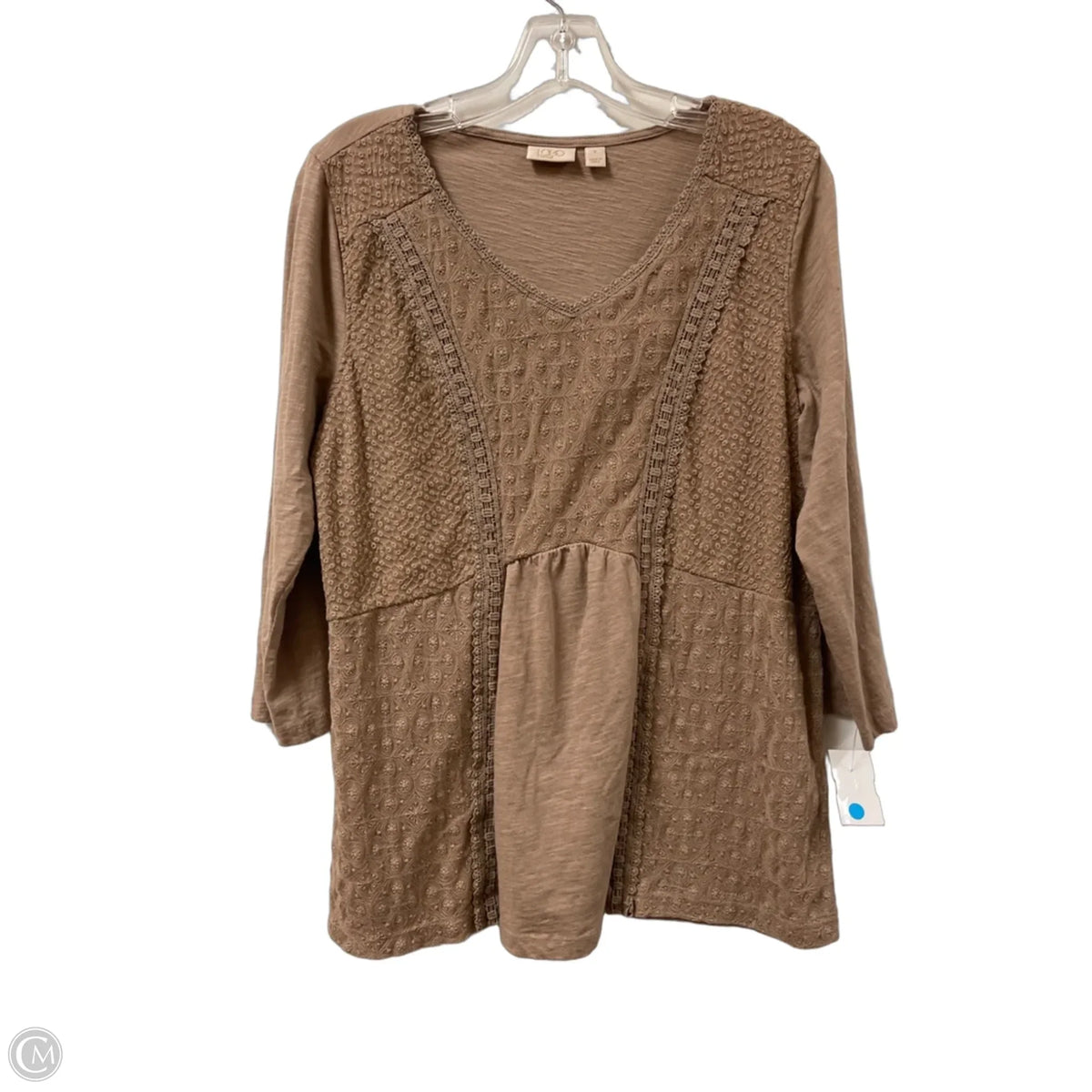 Top Long Sleeve By Logo In Brown, Size: S