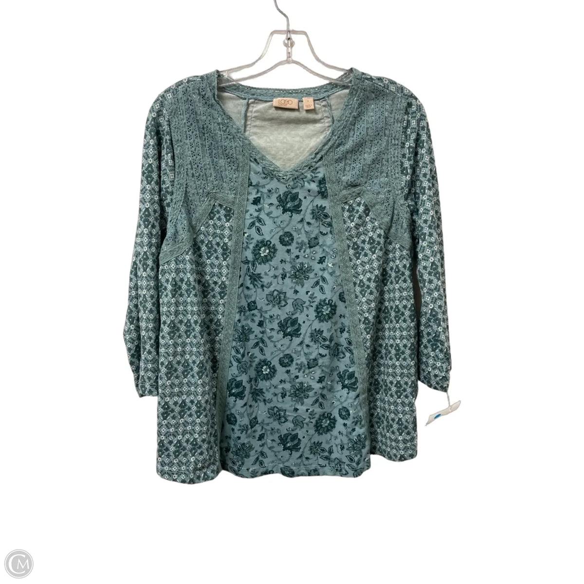 Top Long Sleeve By Logo In Blue, Size: S