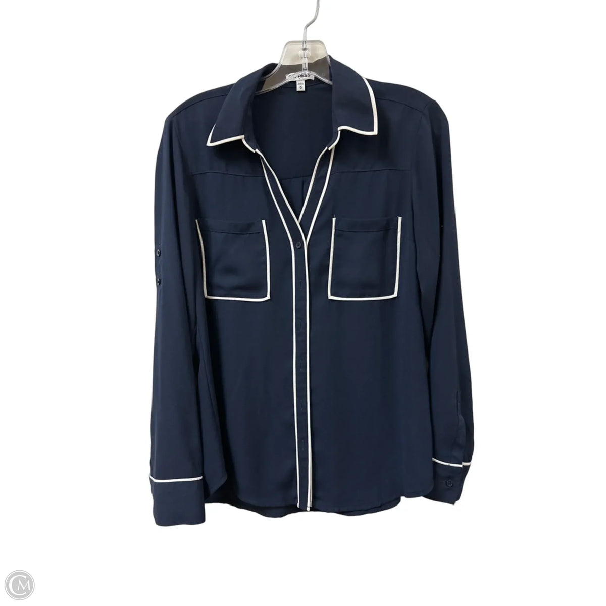 Blouse Long Sleeve By Express In Blue, Size: M