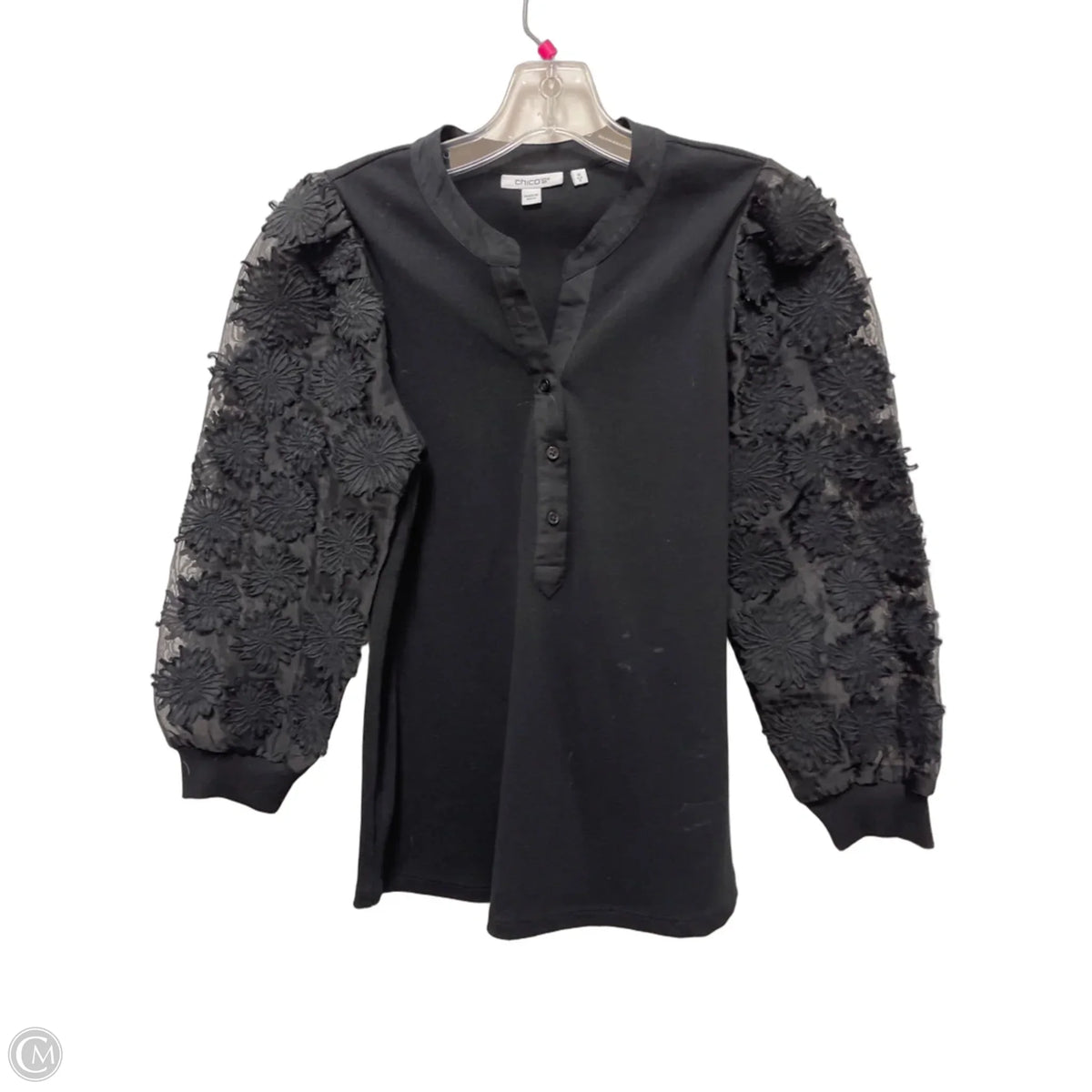 Top Long Sleeve By Chicos In Black, Size: S