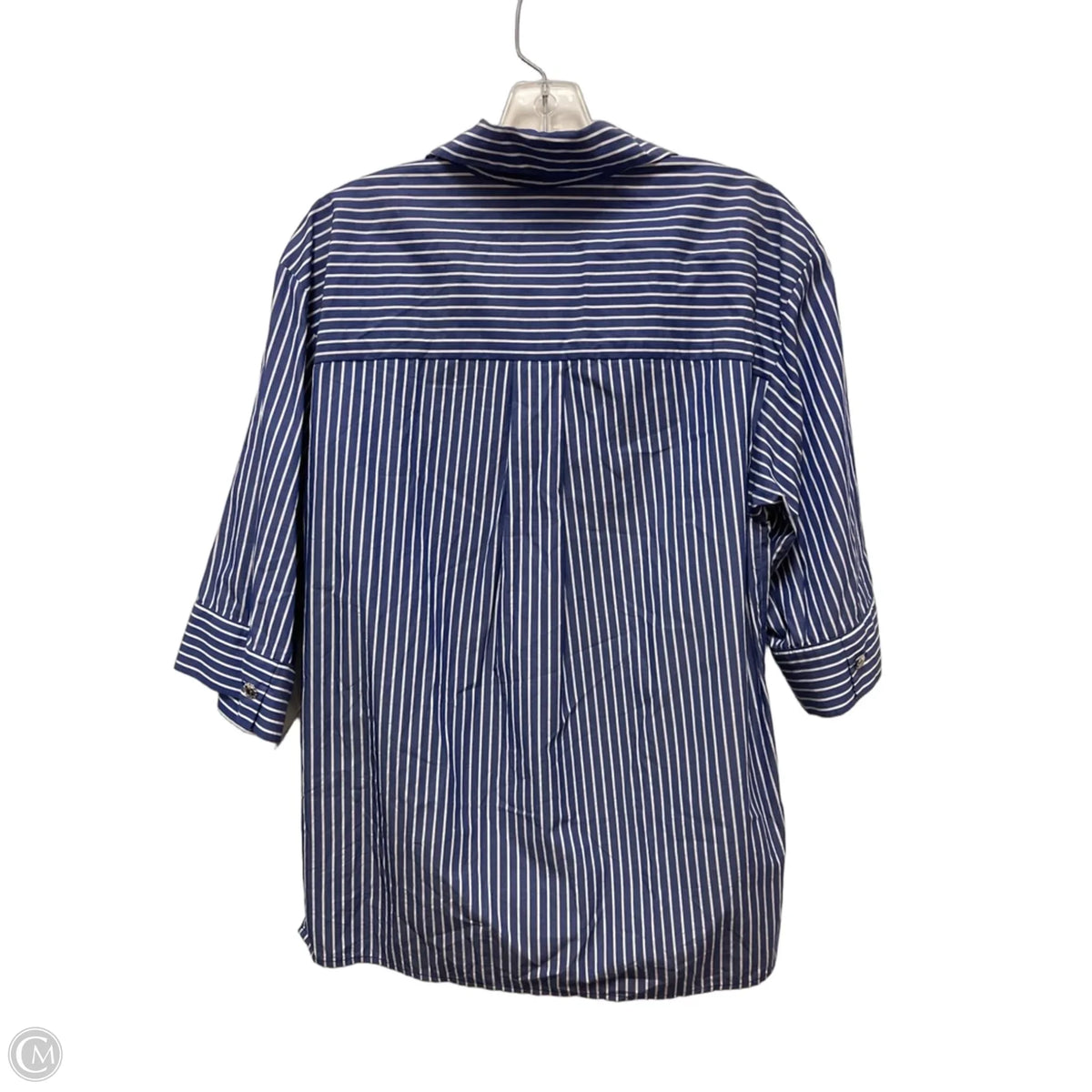 Blouse Long Sleeve By Maje In Blue & White, Size: S