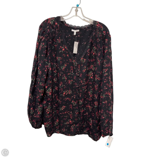 Top Long Sleeve By Maurices In Black & Red, Size: 2x