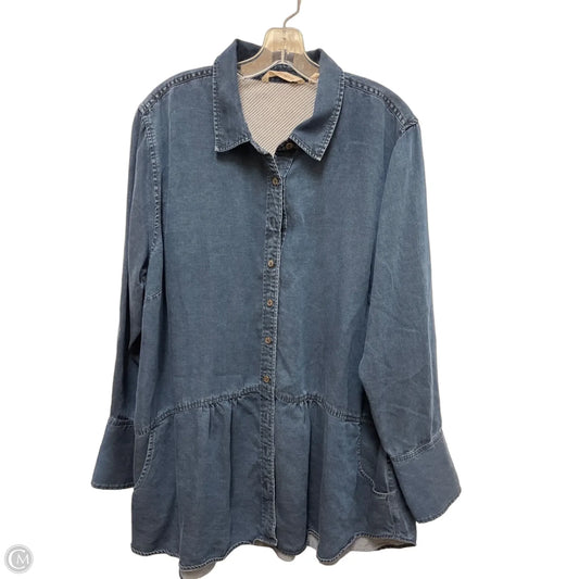 Blouse Long Sleeve By Soft Surroundings In Blue, Size: 2x