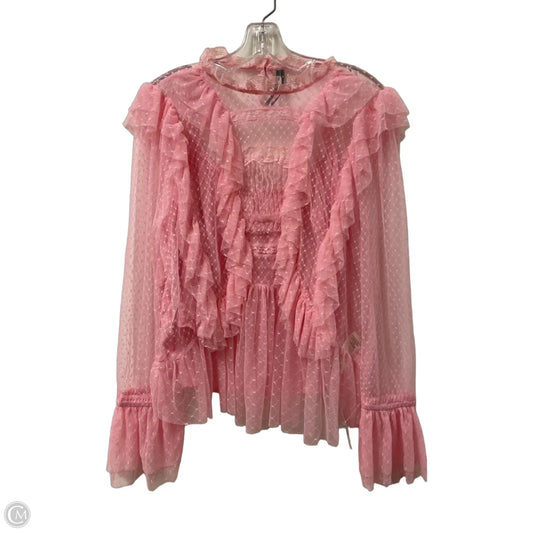 Top Long Sleeve By Anthropologie In Pink, Size: M