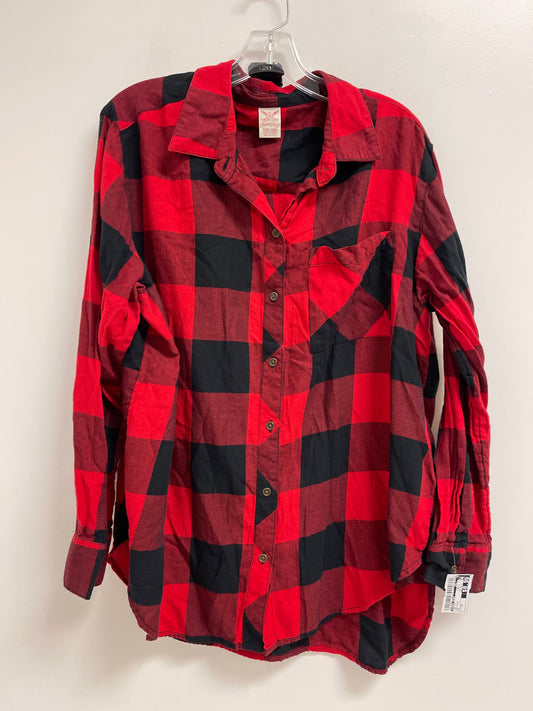 Top Long Sleeve By Faded Glory In Red Black, Size: 2x