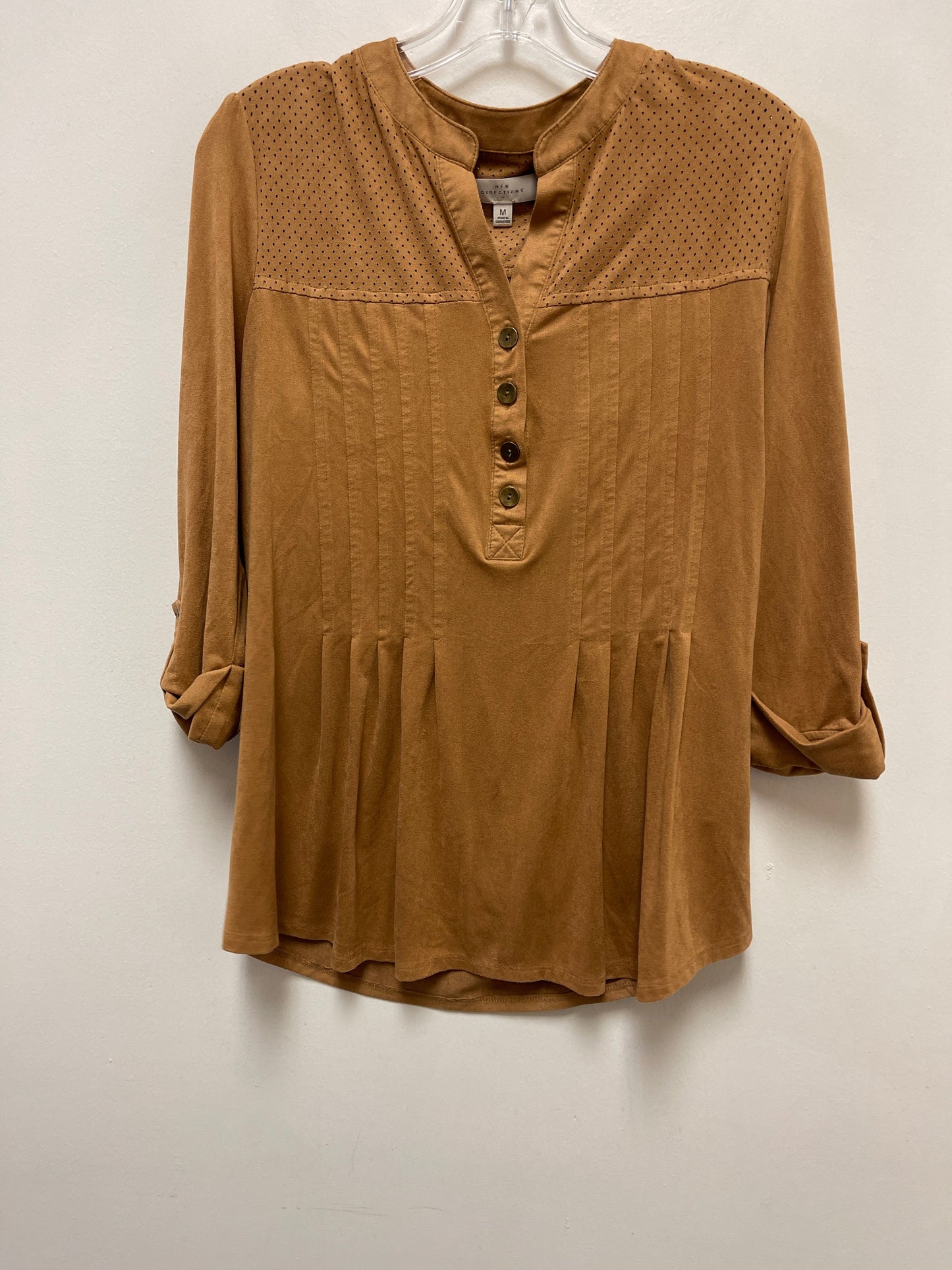 Top Long Sleeve By New Directions In Brown, Size: M