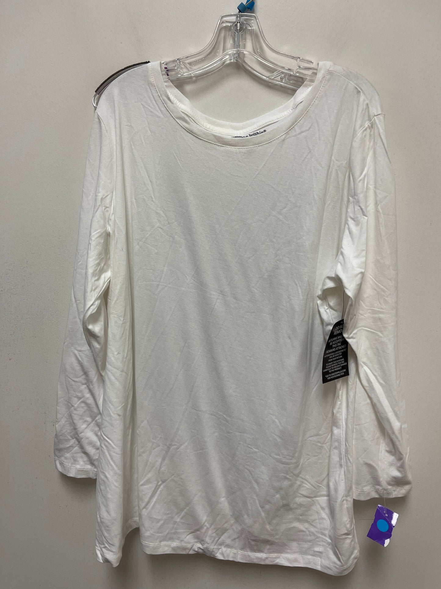 White Top Long Sleeve Basic Woman Within, Size 1x