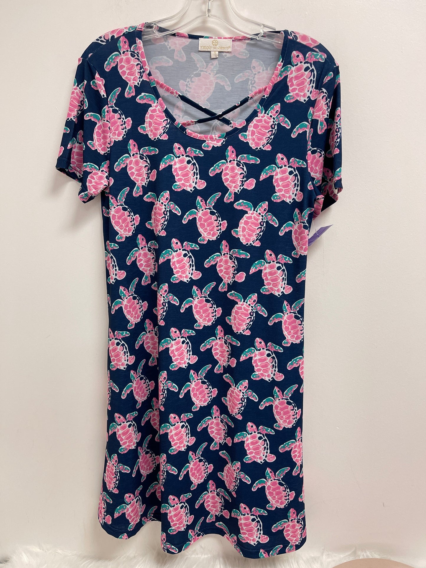 Blue & Pink Dress Casual Short Simply Southern, Size S