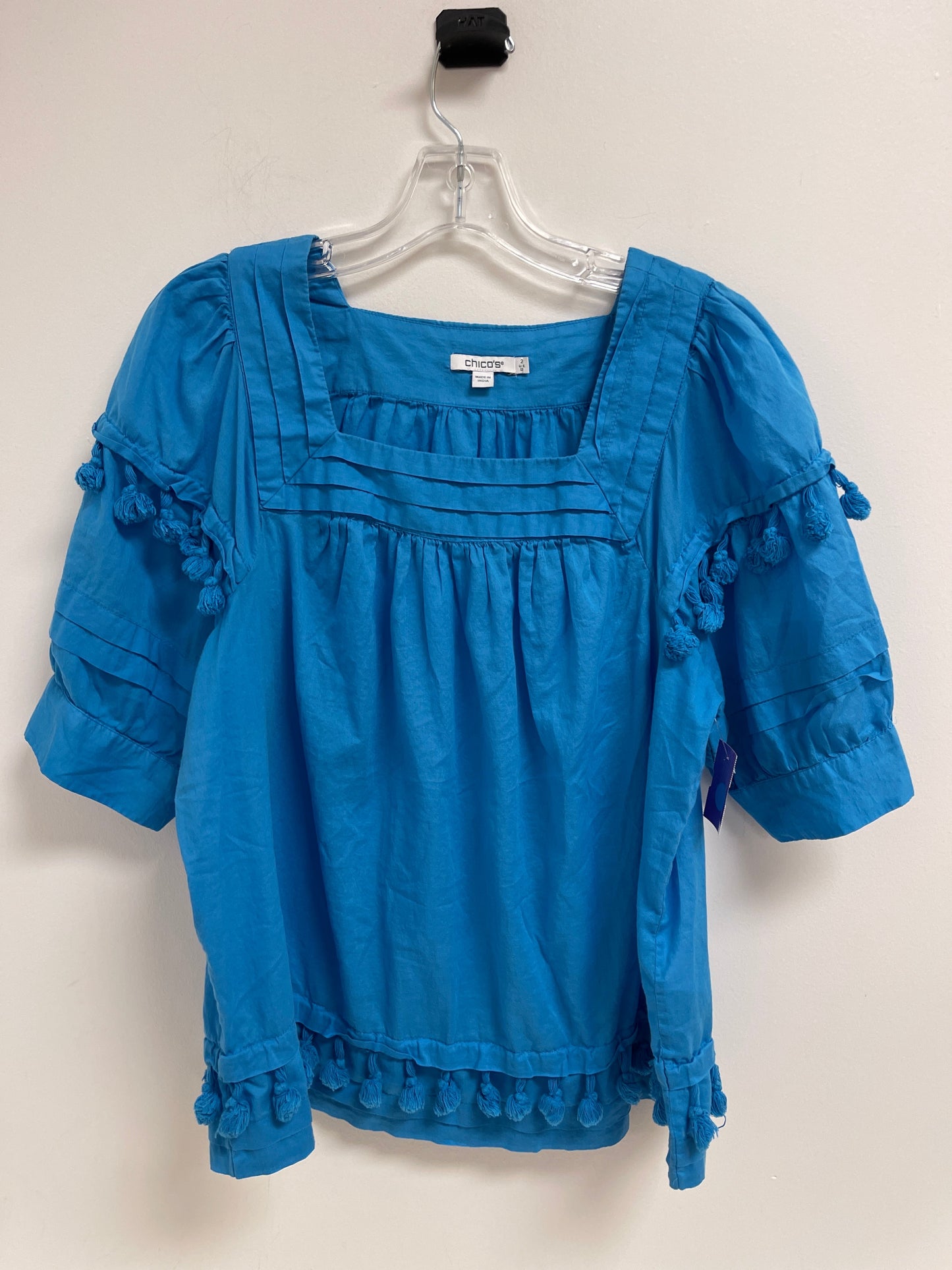 Blue Top Short Sleeve Chicos, Size L