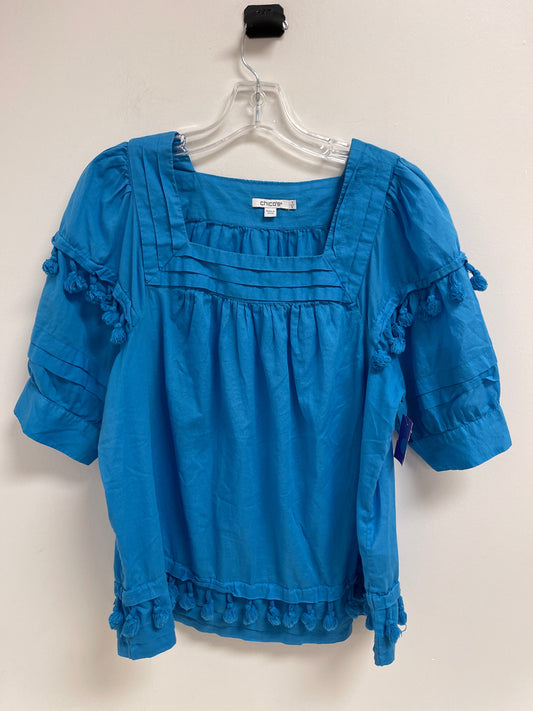 Blue Top Short Sleeve Chicos, Size L
