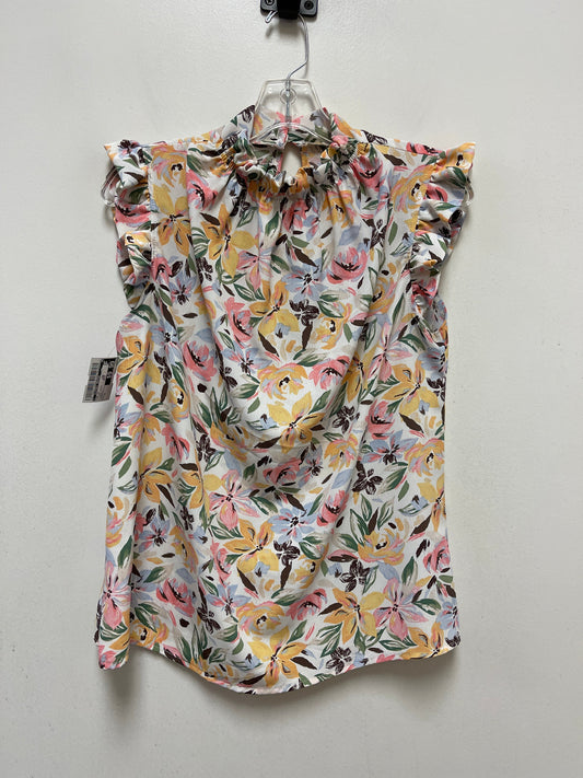 Floral Print Top Short Sleeve Clothes Mentor, Size S