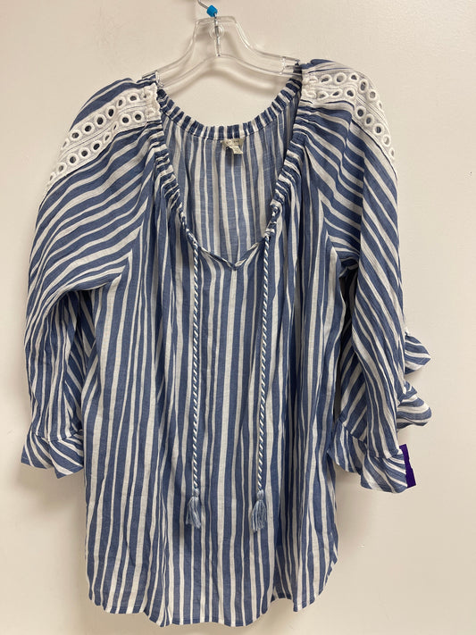 Blue & White Top Long Sleeve Cato, Size 2x