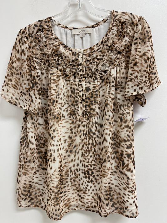 Animal Print Top Short Sleeve Loft, Size M