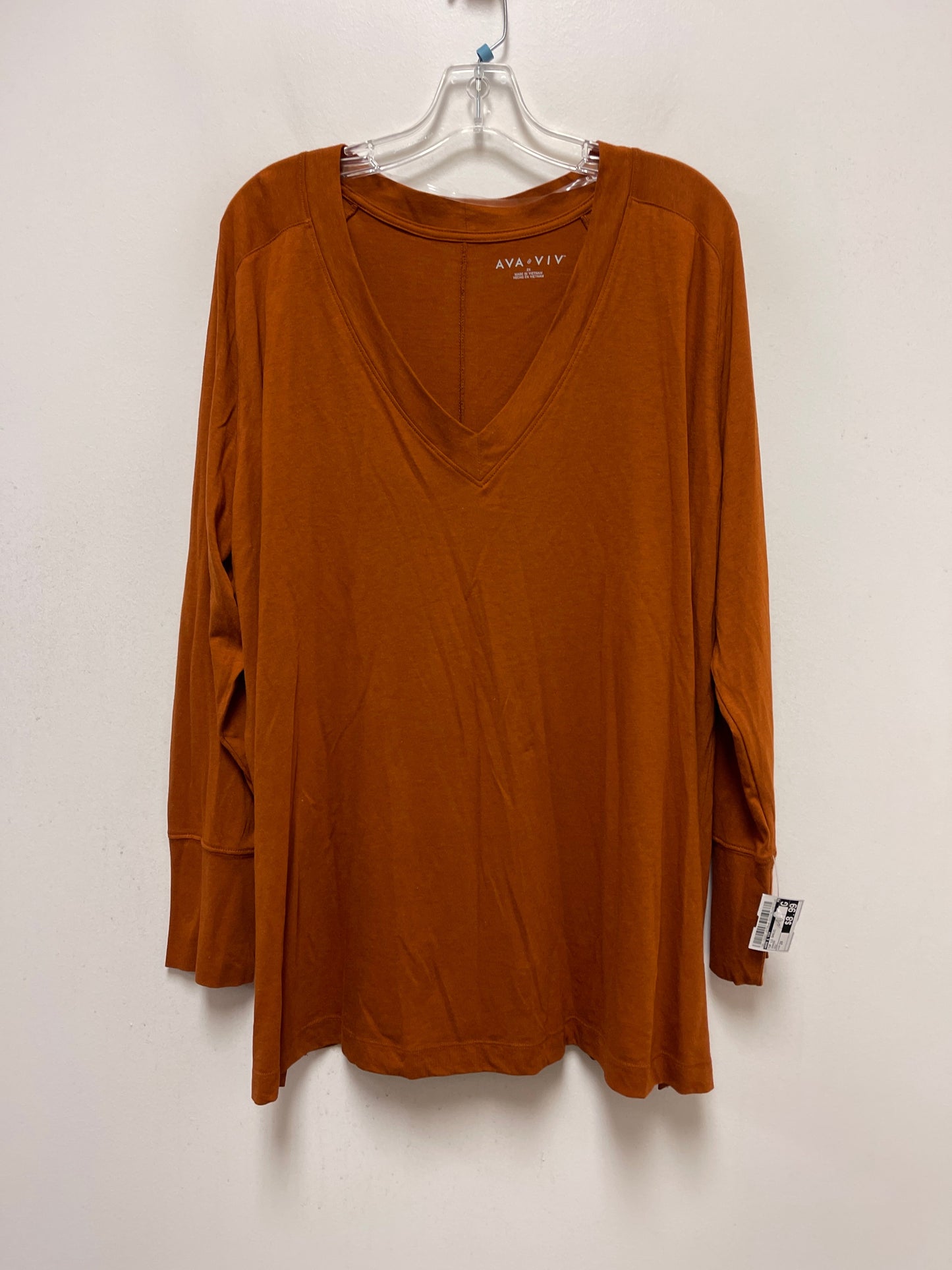 Orange Top Long Sleeve Basic Ava & Viv, Size 2x
