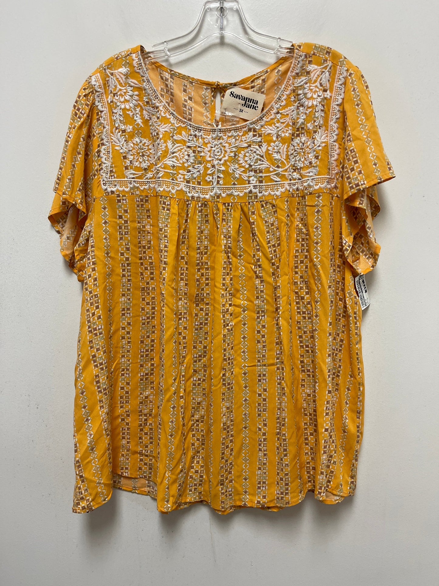 Yellow Top Short Sleeve Savanna Jane, Size 3x