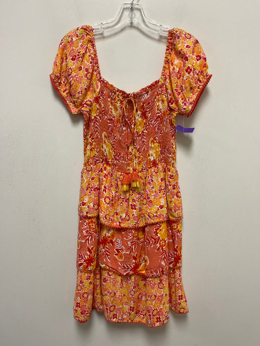 Red & Yellow Dress Casual Midi Clothes Mentor, Size S