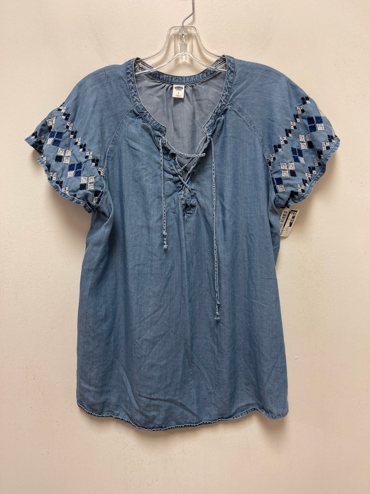 Blue Denim Top Short Sleeve Old Navy, Size L