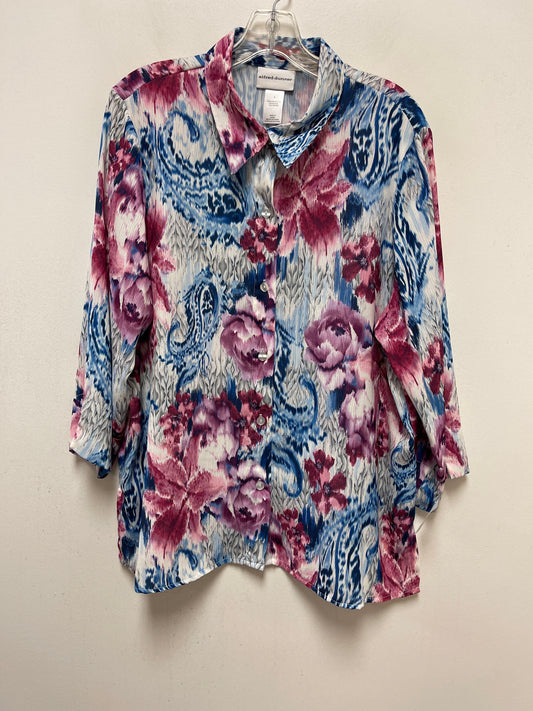 Blue & Pink Top Long Sleeve Alfred Dunner, Size L