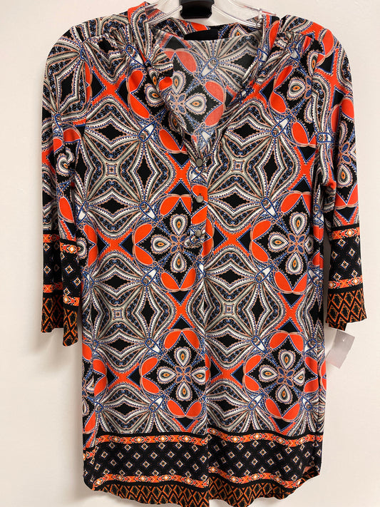 Blue & Orange Tunic Long Sleeve Clothes Mentor, Size S